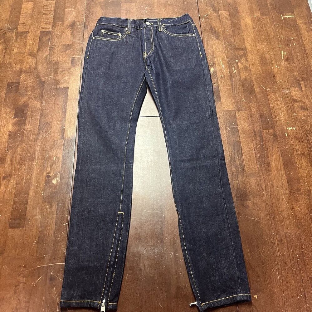 MNML Jeans Mens‎ 31 (30x32) Blue Denim Dark Wash Ankle Zip Pants Stretch